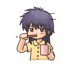 Shy Luna of 2 grade B class in summer sticker #7428649