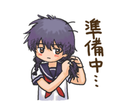 Shy Luna of 2 grade B class in summer sticker #7428650