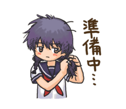 Shy Luna of 2 grade B class in summer sticker #7428650