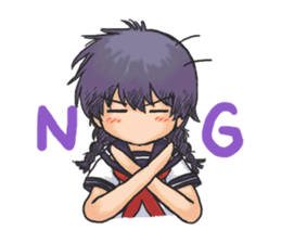 Shy Luna of 2 grade B class in summer sticker #7428653