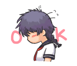 Shy Luna of 2 grade B class in summer sticker #7428654