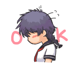 Shy Luna of 2 grade B class in summer sticker #7428654