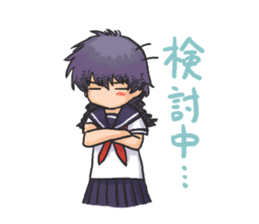 Shy Luna of 2 grade B class in summer sticker #7428655