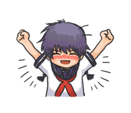 Shy Luna of 2 grade B class in summer sticker #7428656