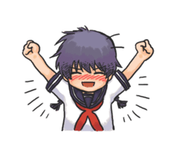 Shy Luna of 2 grade B class in summer sticker #7428656