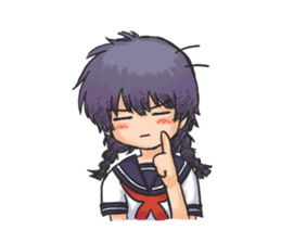 Shy Luna of 2 grade B class in summer sticker #7428657