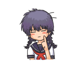 Shy Luna of 2 grade B class in summer sticker #7428657