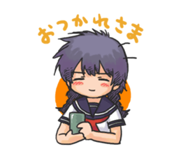 Shy Luna of 2 grade B class in summer sticker #7428661