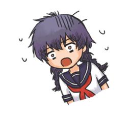 Shy Luna of 2 grade B class in summer sticker #7428667