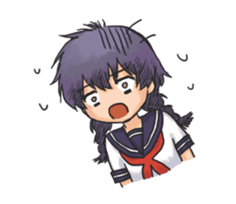 Shy Luna of 2 grade B class in summer sticker #7428667