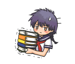 Shy Luna of 2 grade B class in summer sticker #7428671