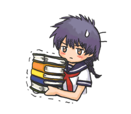 Shy Luna of 2 grade B class in summer sticker #7428671