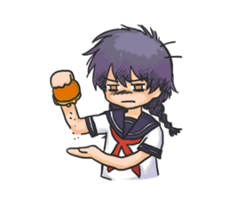 Shy Luna of 2 grade B class in summer sticker #7428674