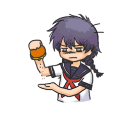 Shy Luna of 2 grade B class in summer sticker #7428674