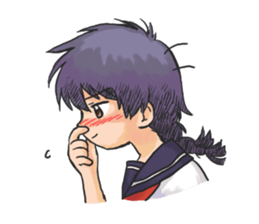 Shy Luna of 2 grade B class in summer sticker #7428679