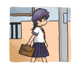 Shy Luna of 2 grade B class in summer sticker #7428680