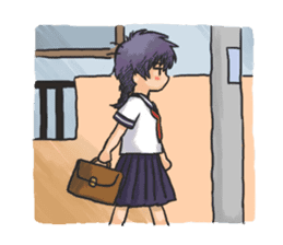 Shy Luna of 2 grade B class in summer sticker #7428680