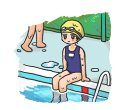 Shy Luna of 2 grade B class in summer sticker #7428681