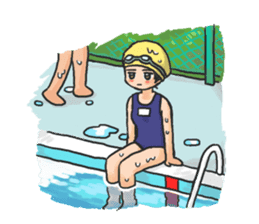 Shy Luna of 2 grade B class in summer sticker #7428681