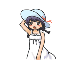 Shy Luna of 2 grade B class in summer sticker #7428682