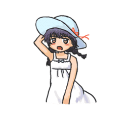 Shy Luna of 2 grade B class in summer sticker #7428682