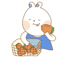 Chubby rabbit & carrot sticker #7435349