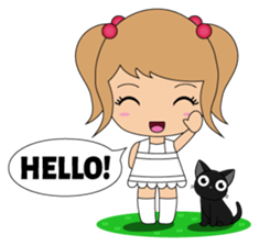 Miki and her cat sticker #7444092