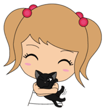 Miki and her cat sticker #7444106