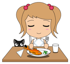 Miki and her cat sticker #7444109