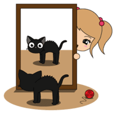 Miki and her cat sticker #7444126