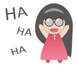 Pink dress Cute Glasses Girl sticker #7445333