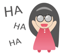 Pink dress Cute Glasses Girl sticker #7445333