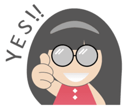 Pink dress Cute Glasses Girl sticker #7445334