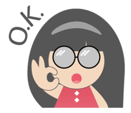 Pink dress Cute Glasses Girl sticker #7445336
