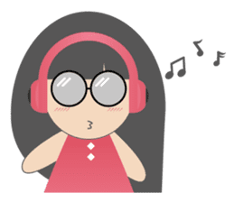 Pink dress Cute Glasses Girl sticker #7445338