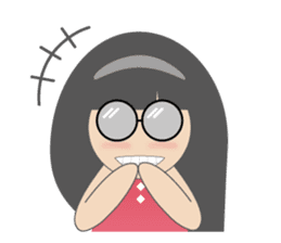 Pink dress Cute Glasses Girl sticker #7445340