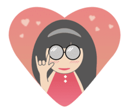 Pink dress Cute Glasses Girl sticker #7445344