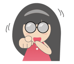 Pink dress Cute Glasses Girl sticker #7445345
