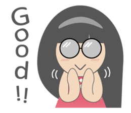Pink dress Cute Glasses Girl sticker #7445347