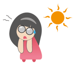 Pink dress Cute Glasses Girl sticker #7445350