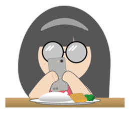 Pink dress Cute Glasses Girl sticker #7445354