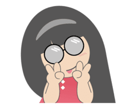 Pink dress Cute Glasses Girl sticker #7445358