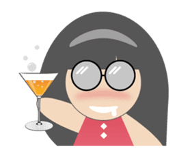 Pink dress Cute Glasses Girl sticker #7445359