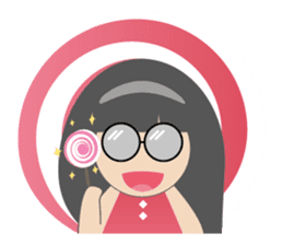 Pink dress Cute Glasses Girl sticker #7445367