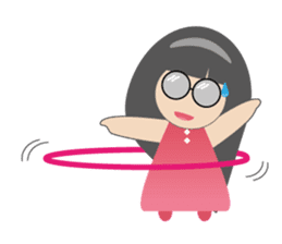 Pink dress Cute Glasses Girl sticker #7445368