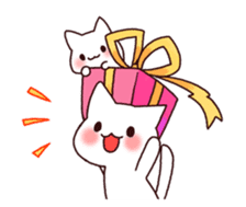 White cat to celebration sticker #7447226