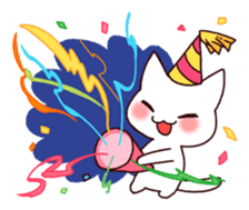 White cat to celebration sticker #7447232