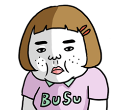 Ugly but charming woman. sticker #7453182