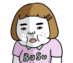 Ugly but charming woman. sticker #7453182