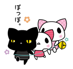 A white cat and black cat and baby cat. sticker #7467743